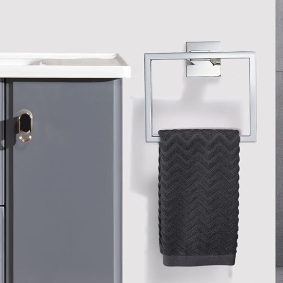 Stainless Steel Chrome Wall Mounted Square Bathroom Towel Holder - Picture 2 of 8